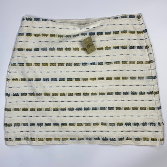 Loft Cream Dash Short Pencil Skirt NWT 10P - Picture 1 of 7